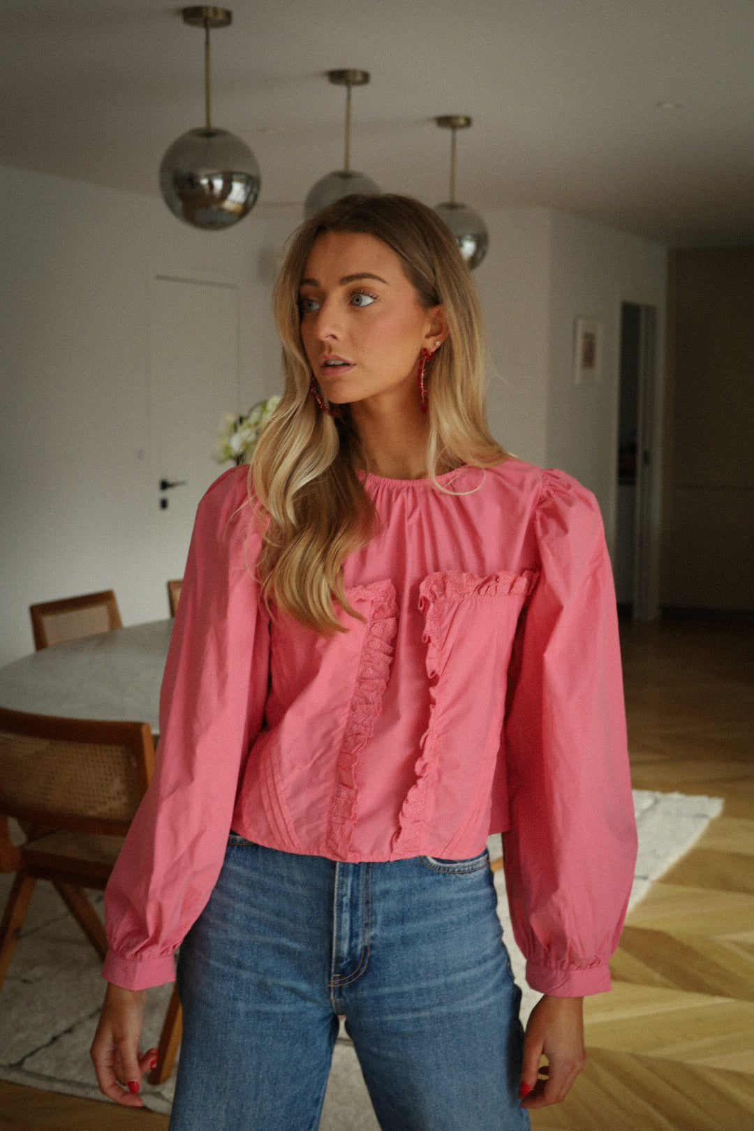 Sana rose - Blouse volantée