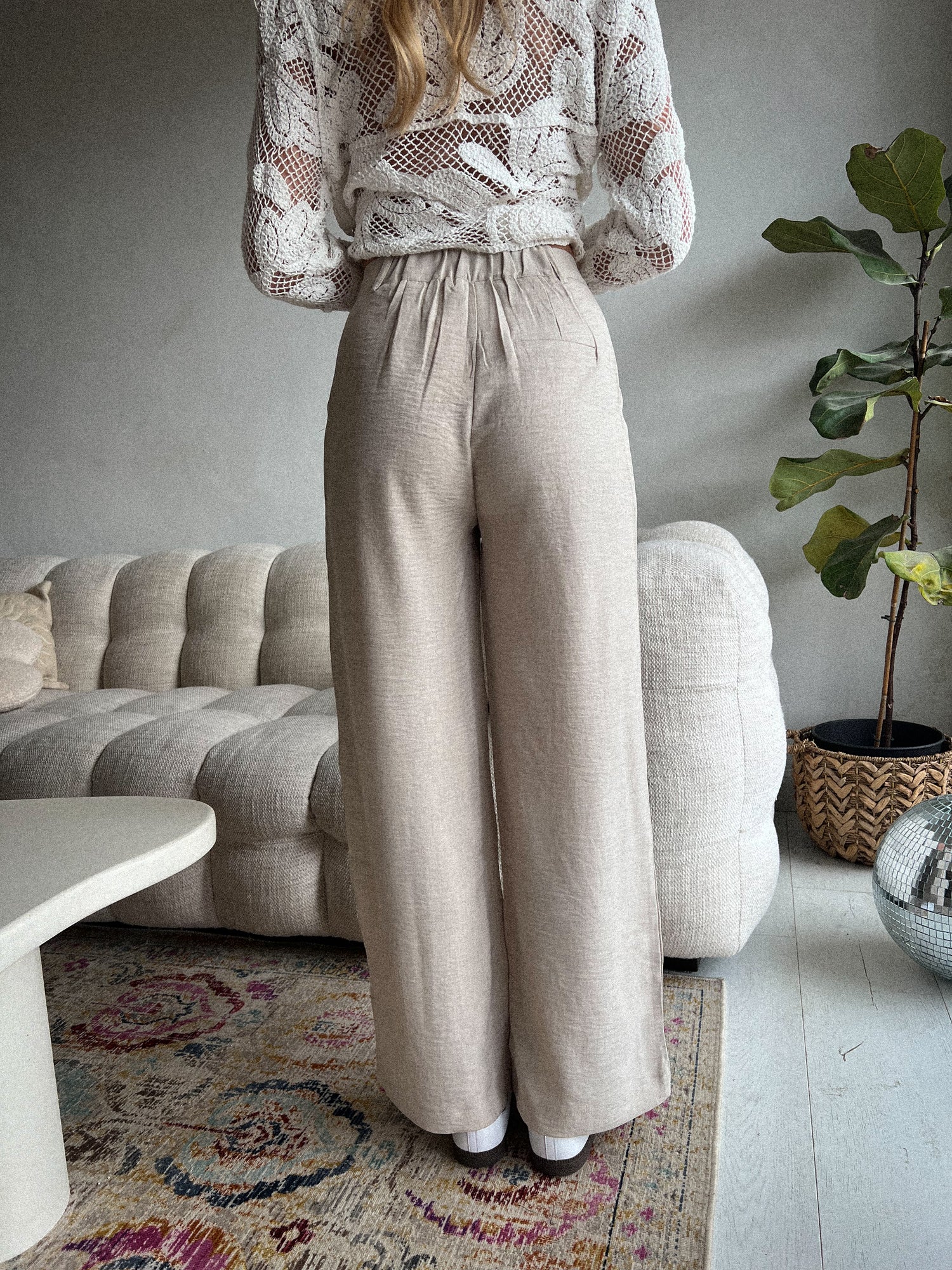 Yena beige - Pantalon droit