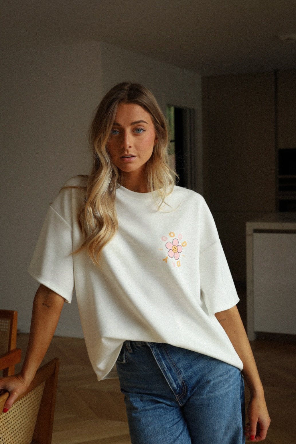 Janne blanc - T-shirt fleur