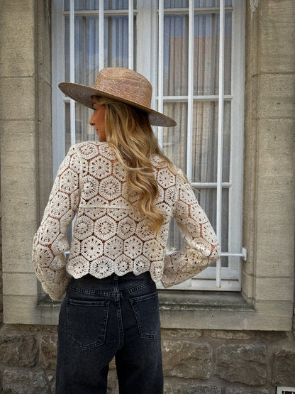 Fanny beige - Gilet en crochet