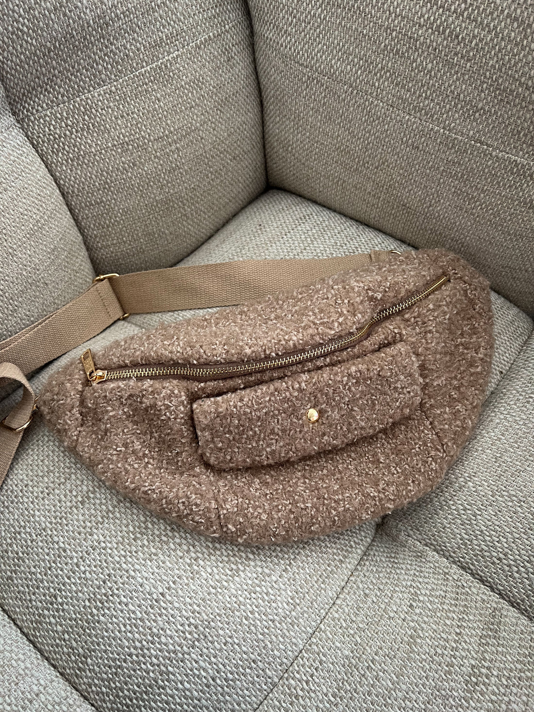 Amélia taupe - Sac banane mouton