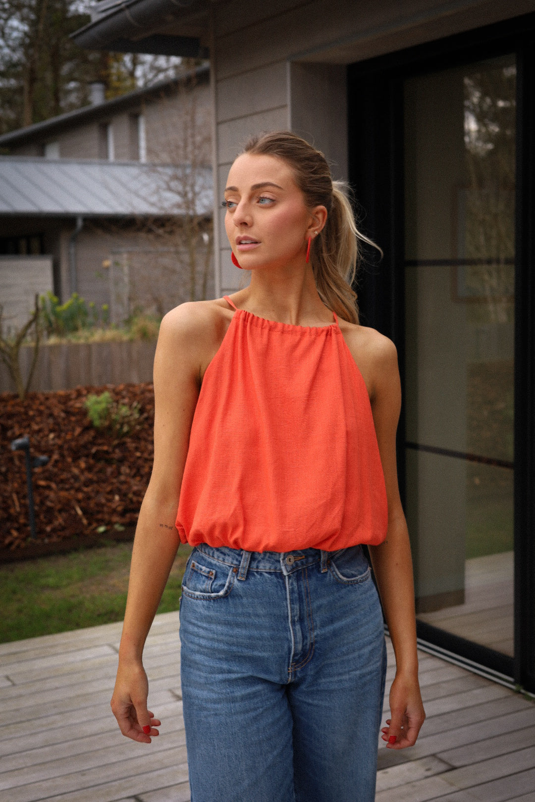 Salma orange - Top sans manches