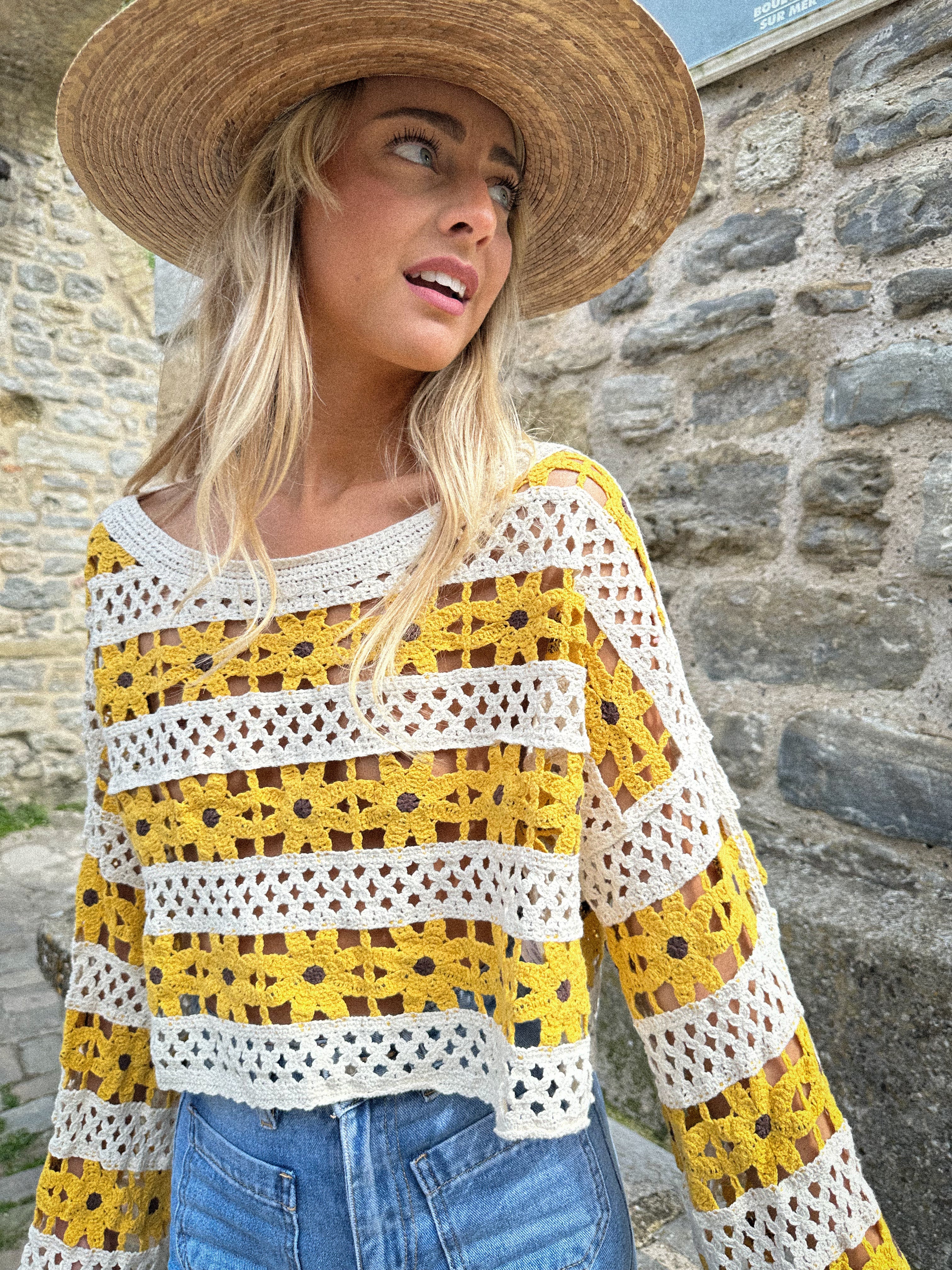 Isidore jaune - Blouse crochet