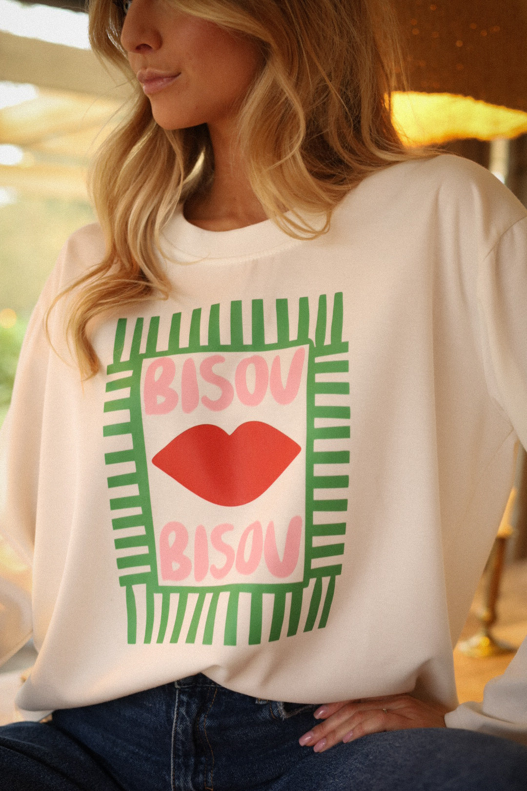 Bisou blanc - Sweat-shirt imprimé