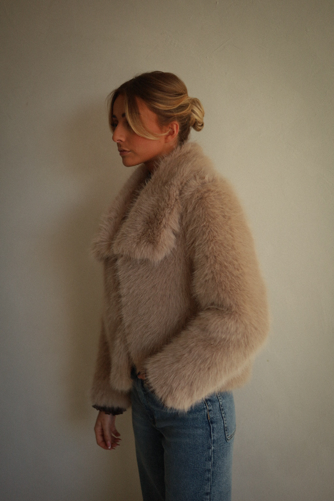 Danaé beige - Manteau fourrure