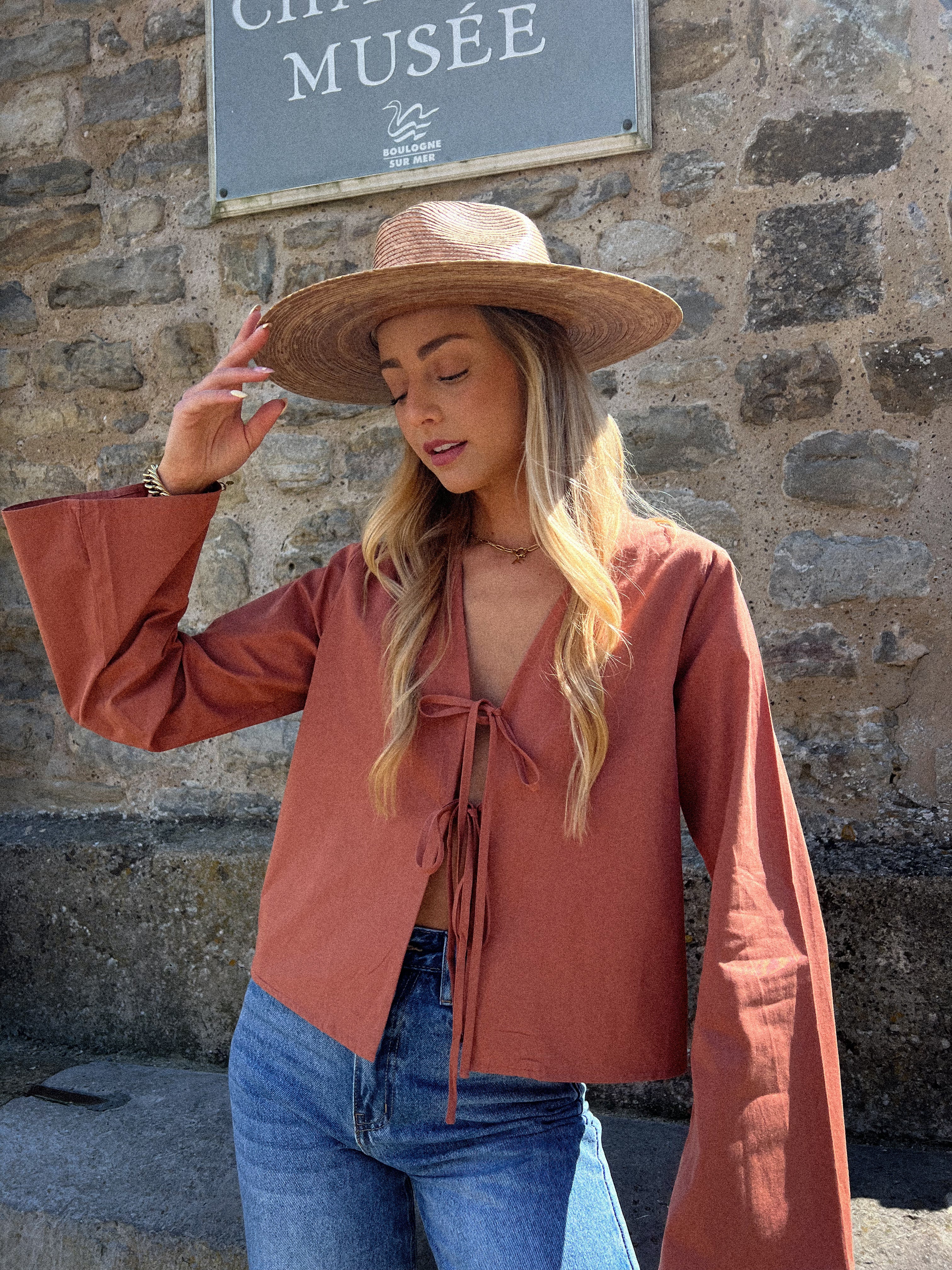 Debrah terracotta - Blouse à nouer