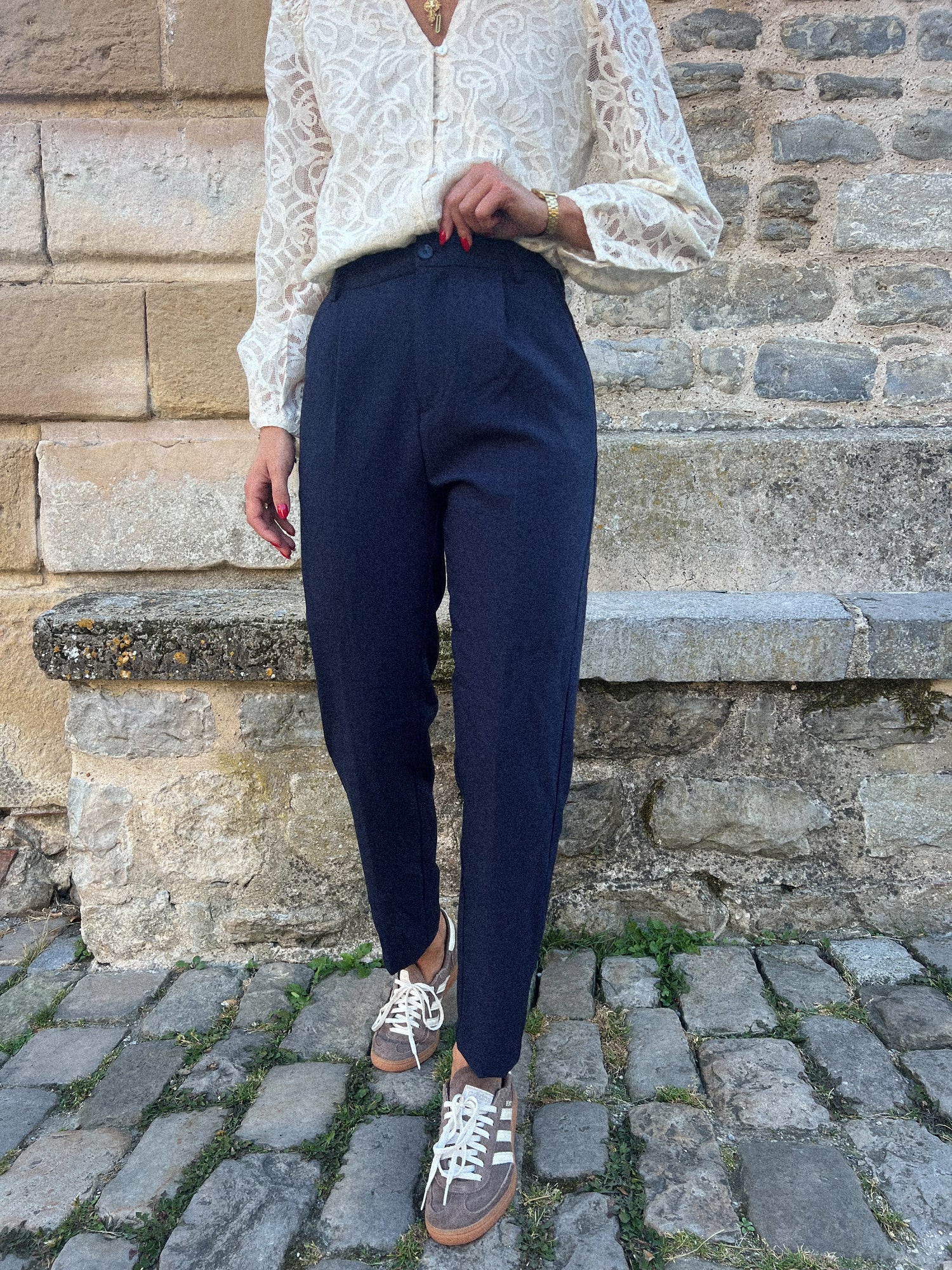 Sollis bleu - Pantalon tailleur