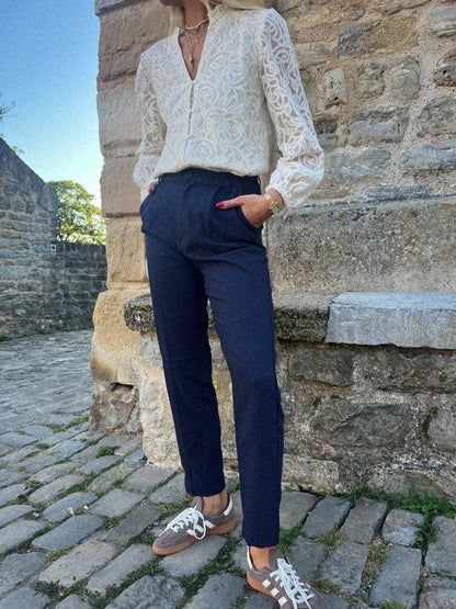 Sollis bleu - Pantalon tailleur