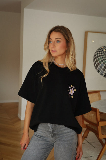 Janne noir - T-shirt fleur