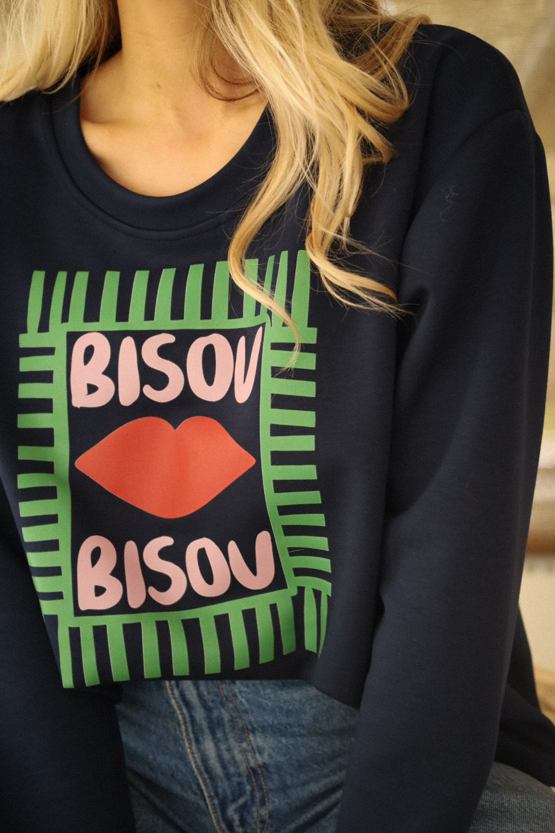 Bisou marine - Sweat-shirt imprimé