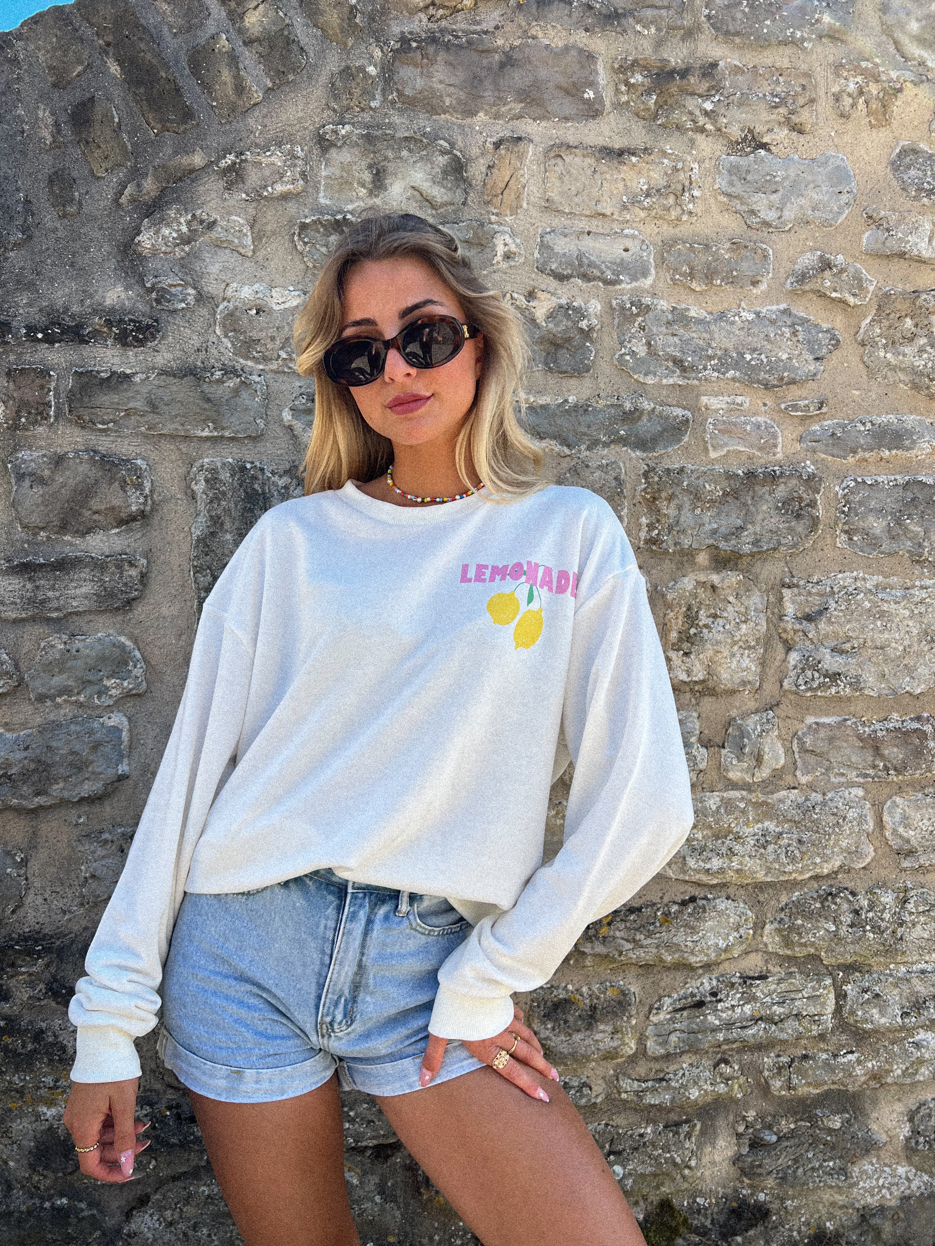 Florine blanc - Sweat-shirt citrons