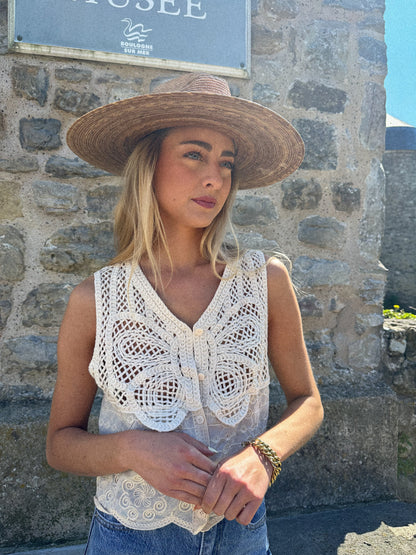 Maola beige - Blouse crochet