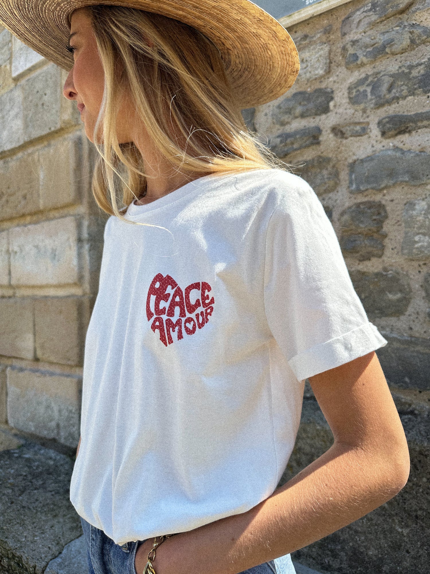 Peace blanc - T-shirt imprimé