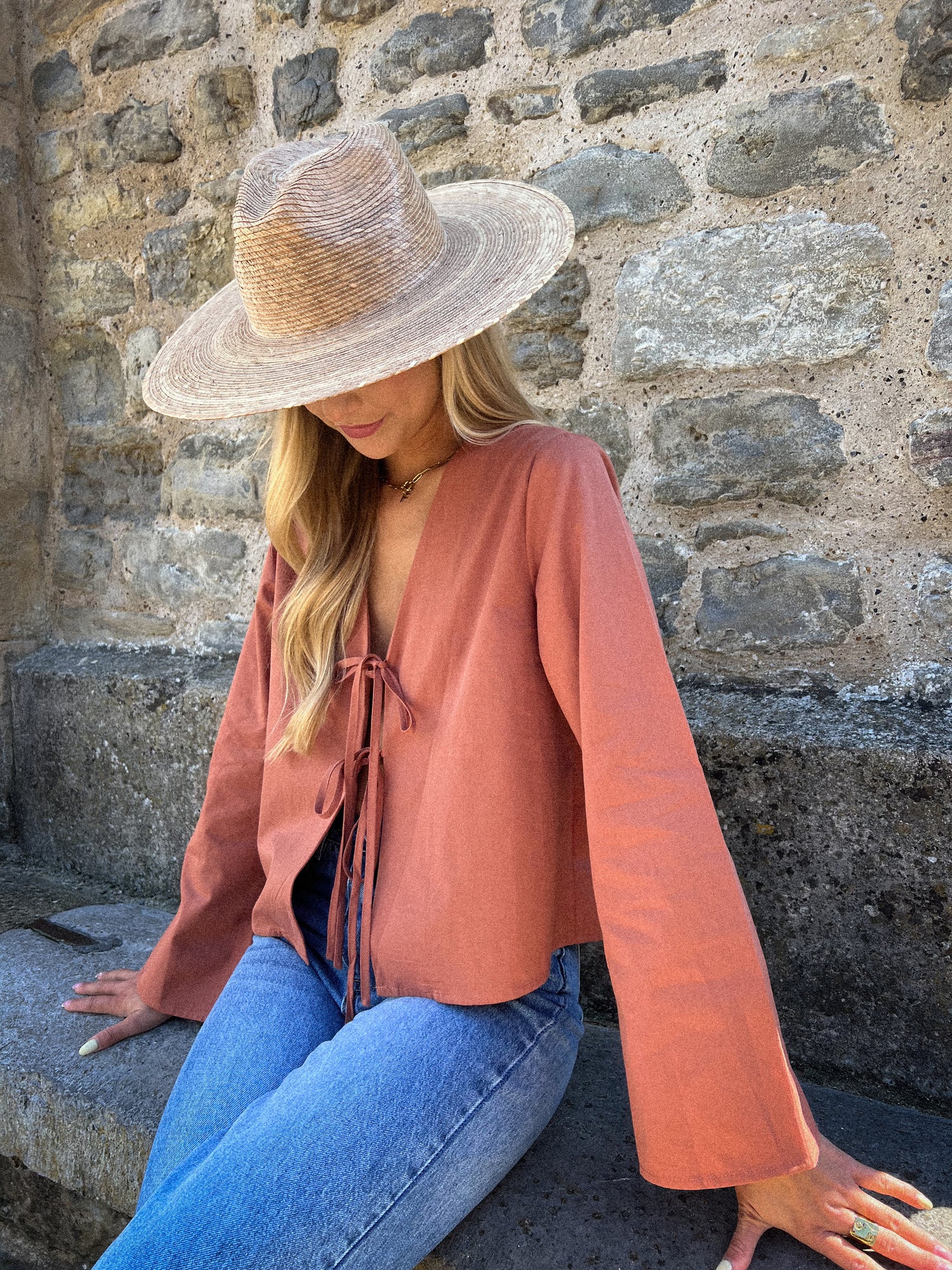 Debrah terracotta - Blouse à nouer