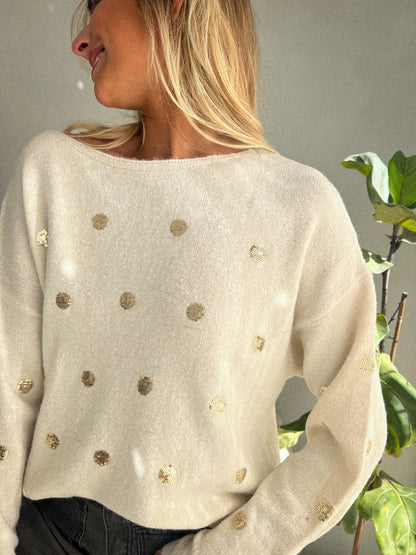 Imene beige - Pull sequins