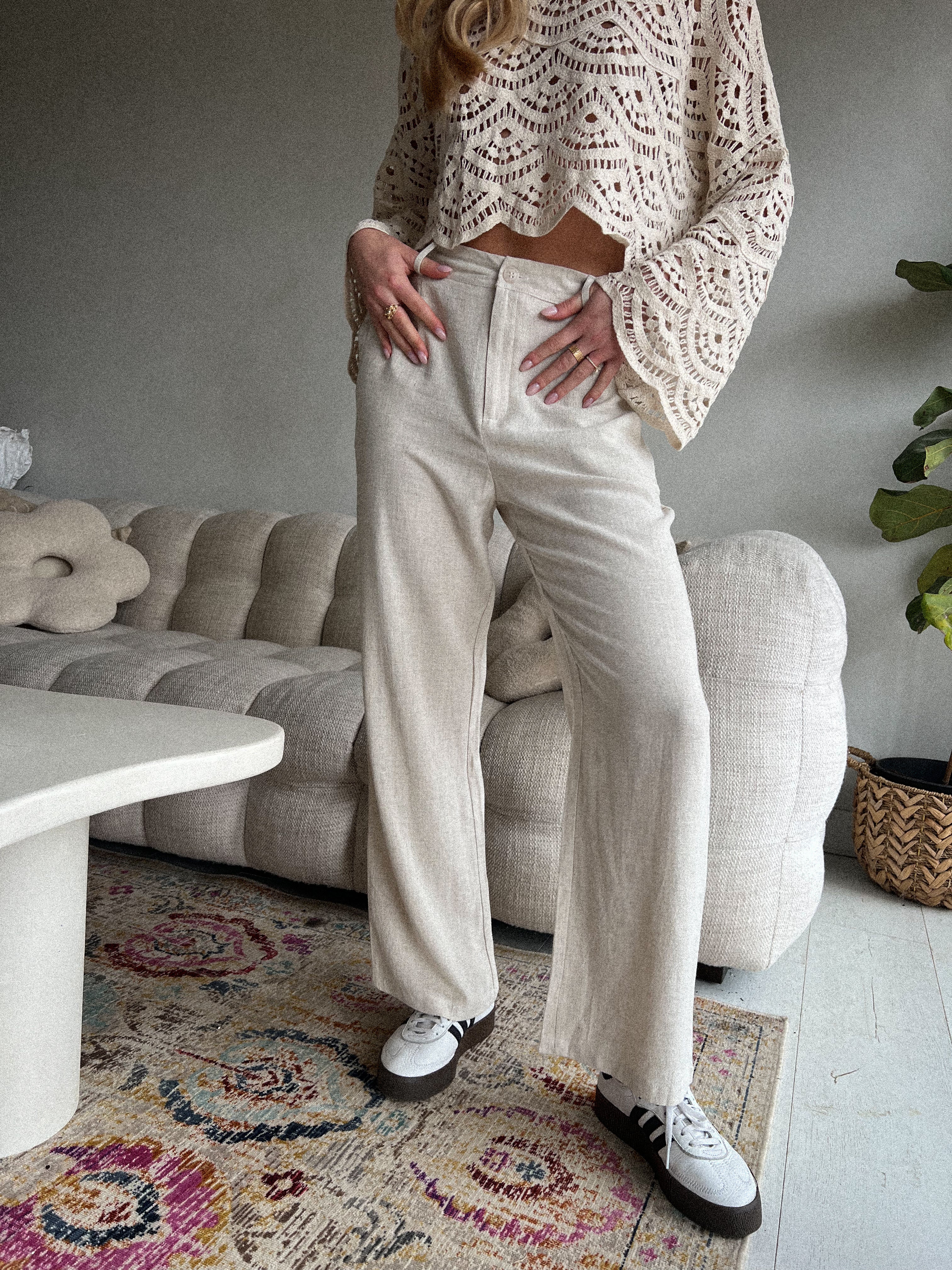 Manel beige - Pantalon droit