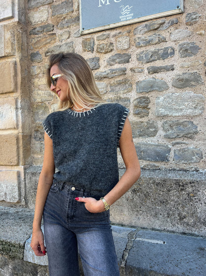 Adria gris - Pull sans manches