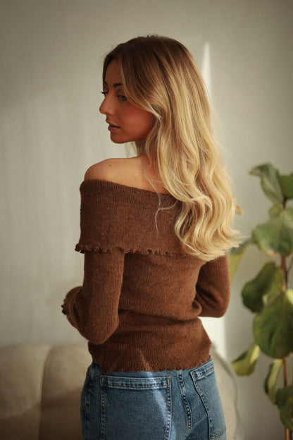 Joffrey marron - Pull col bardot