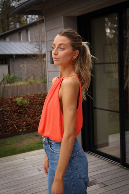 Salma orange - Top sans manches