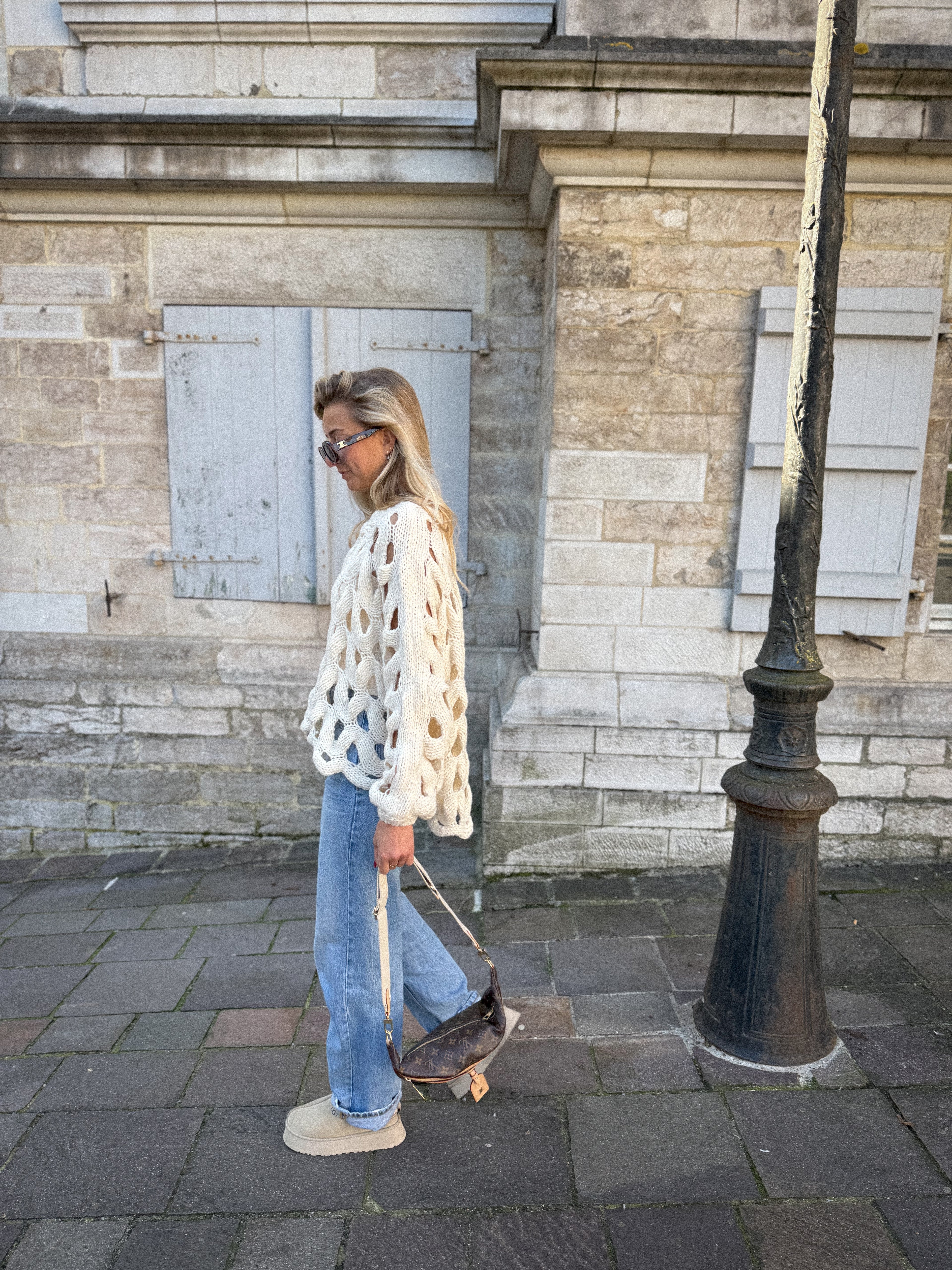 Auxence beige - Pull ajouré