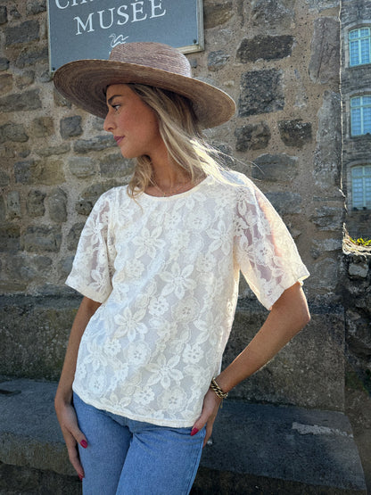 Clark crème - Blouse brodée