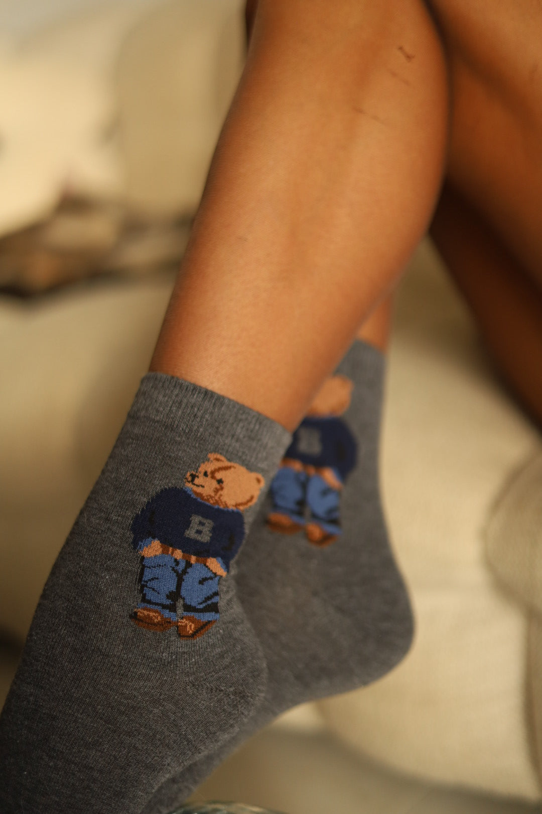 Rosalie grises - Chaussettes nounours