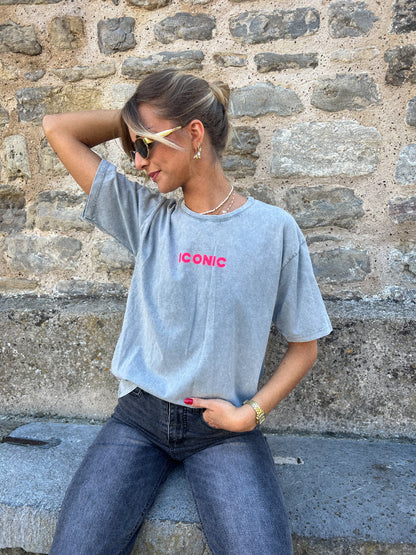 Iconic gris - T-shirt imprimé