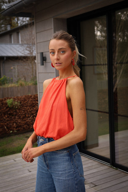 Salma orange - Top sans manches