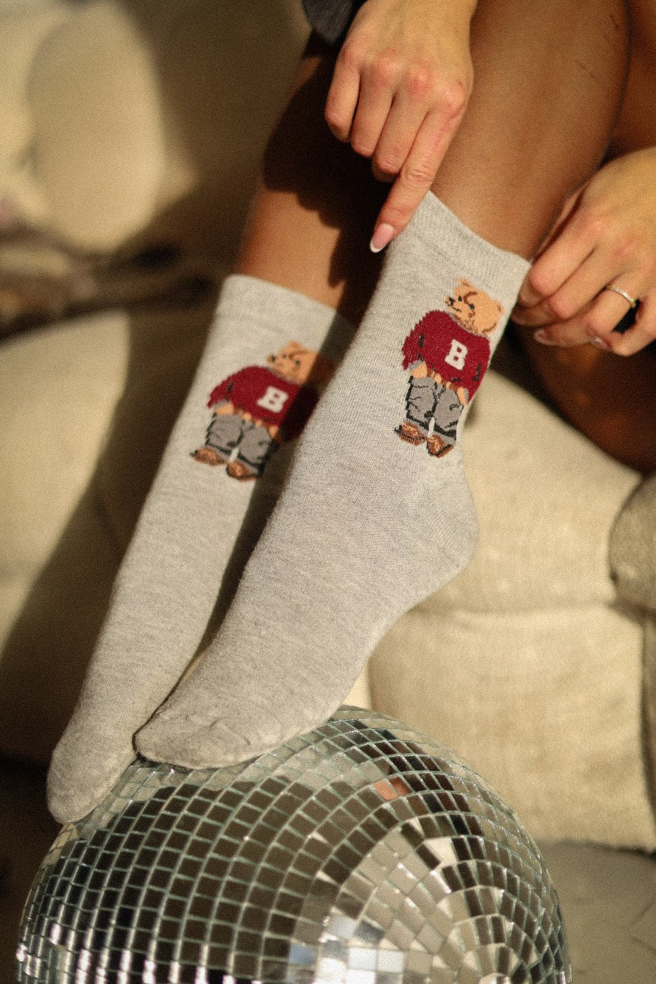 Rosalie gris clair - Chaussettes nounours