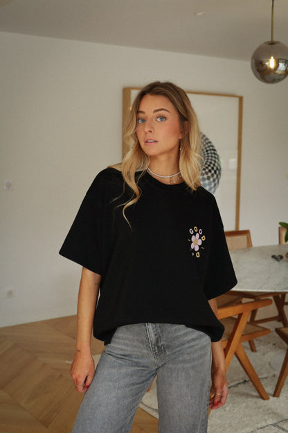 Janne noir - T-shirt fleur