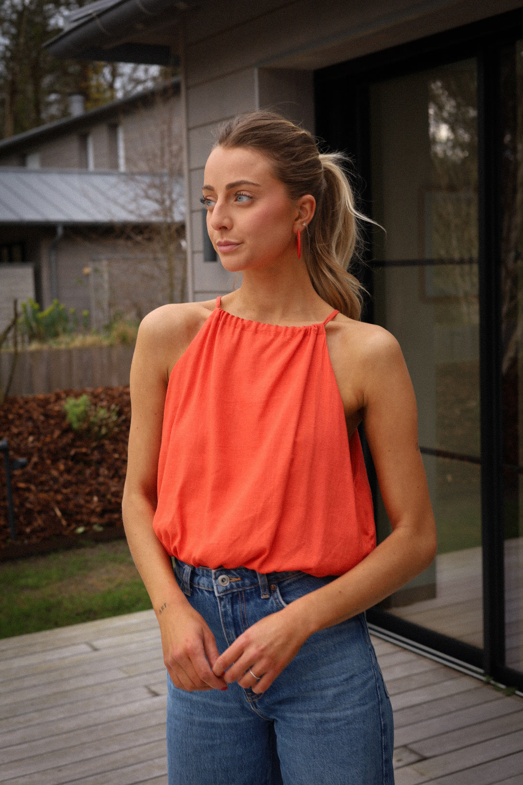 Salma orange - Top sans manches