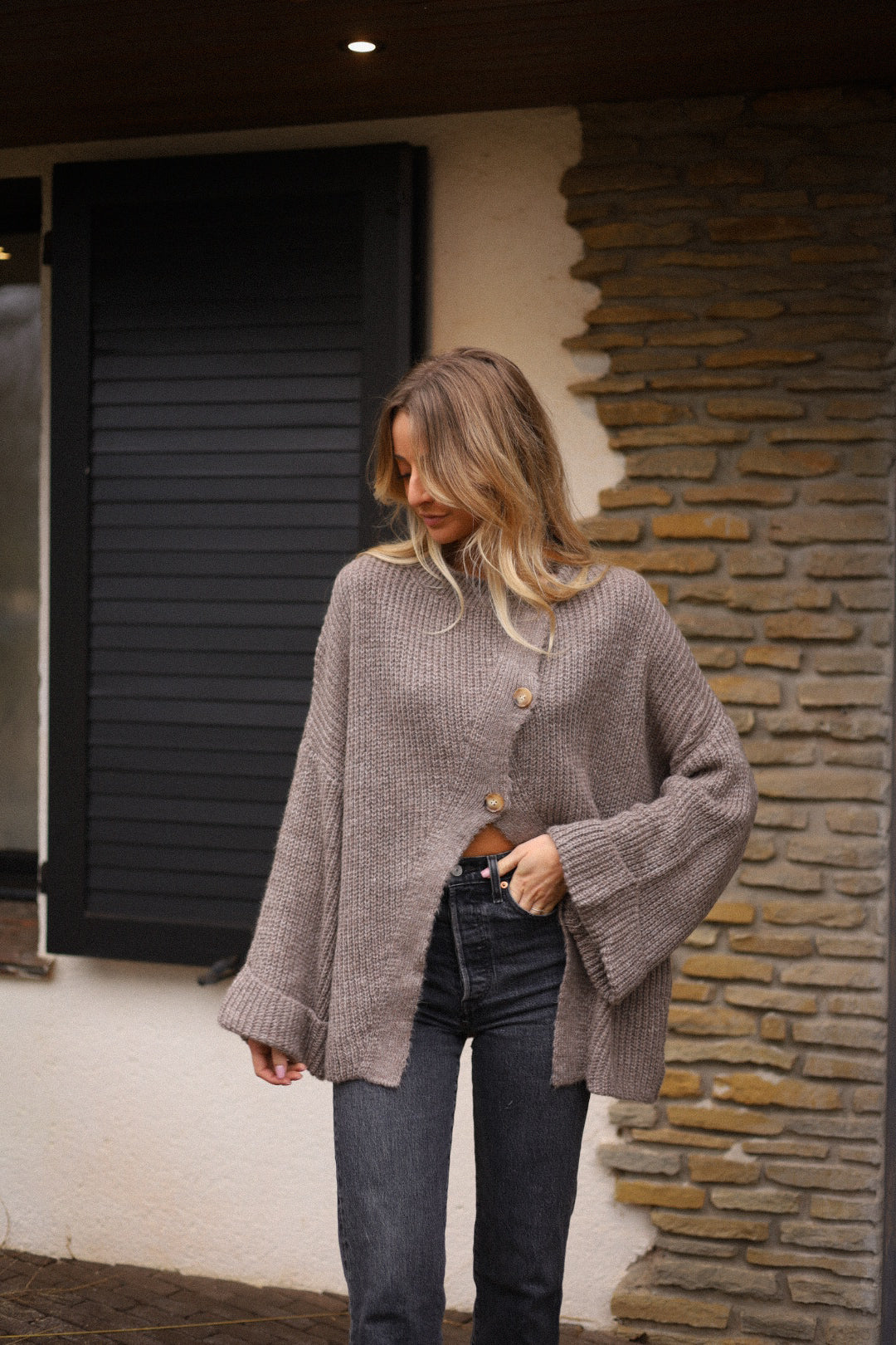 Prima taupe - Pull asymétrique