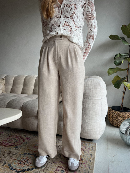 Yena beige - Pantalon droit