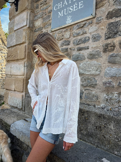 Houda blanche - Chemise brodée