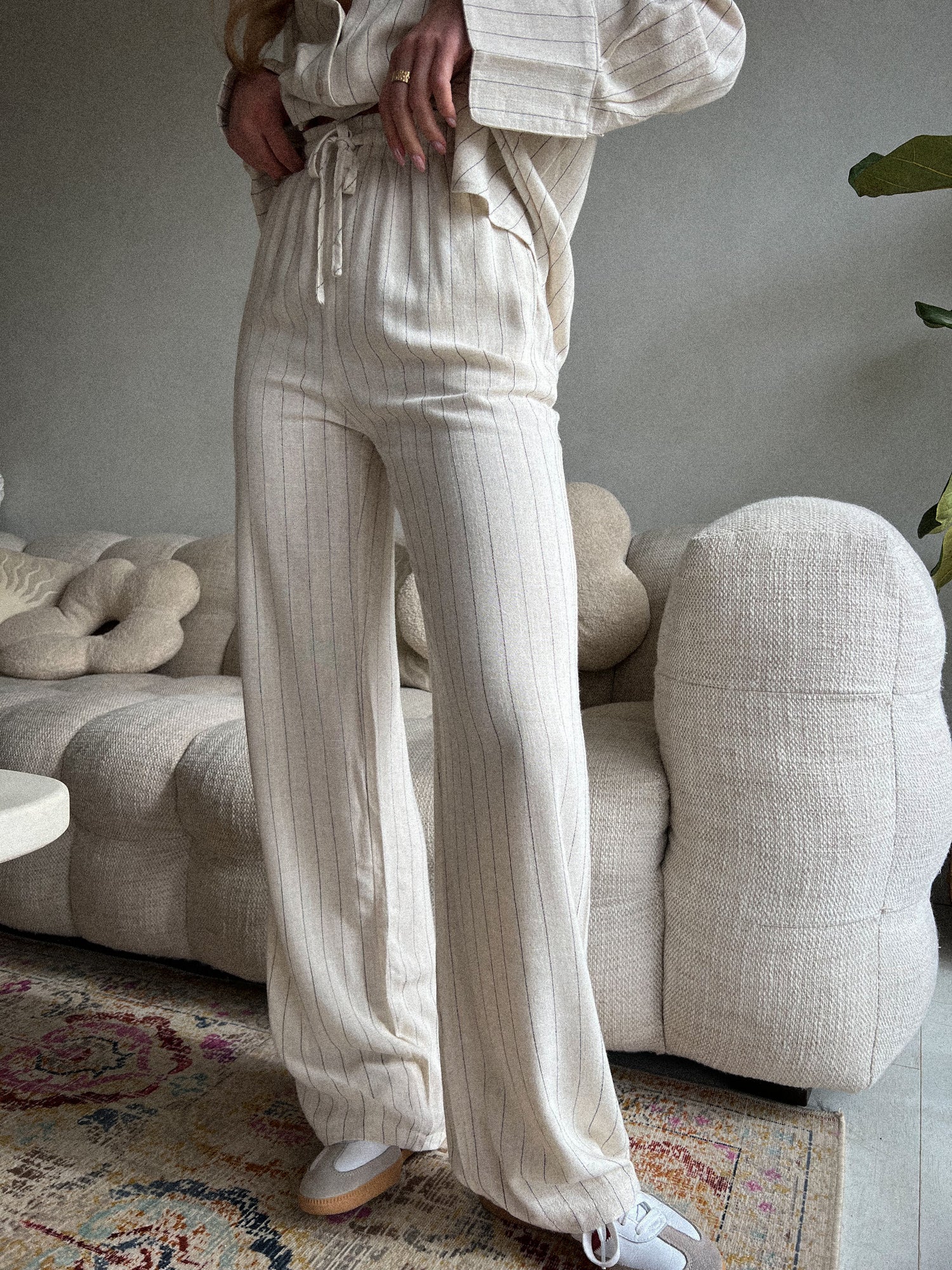 Valentine beige - Pantalon à rayures – O les cœurs