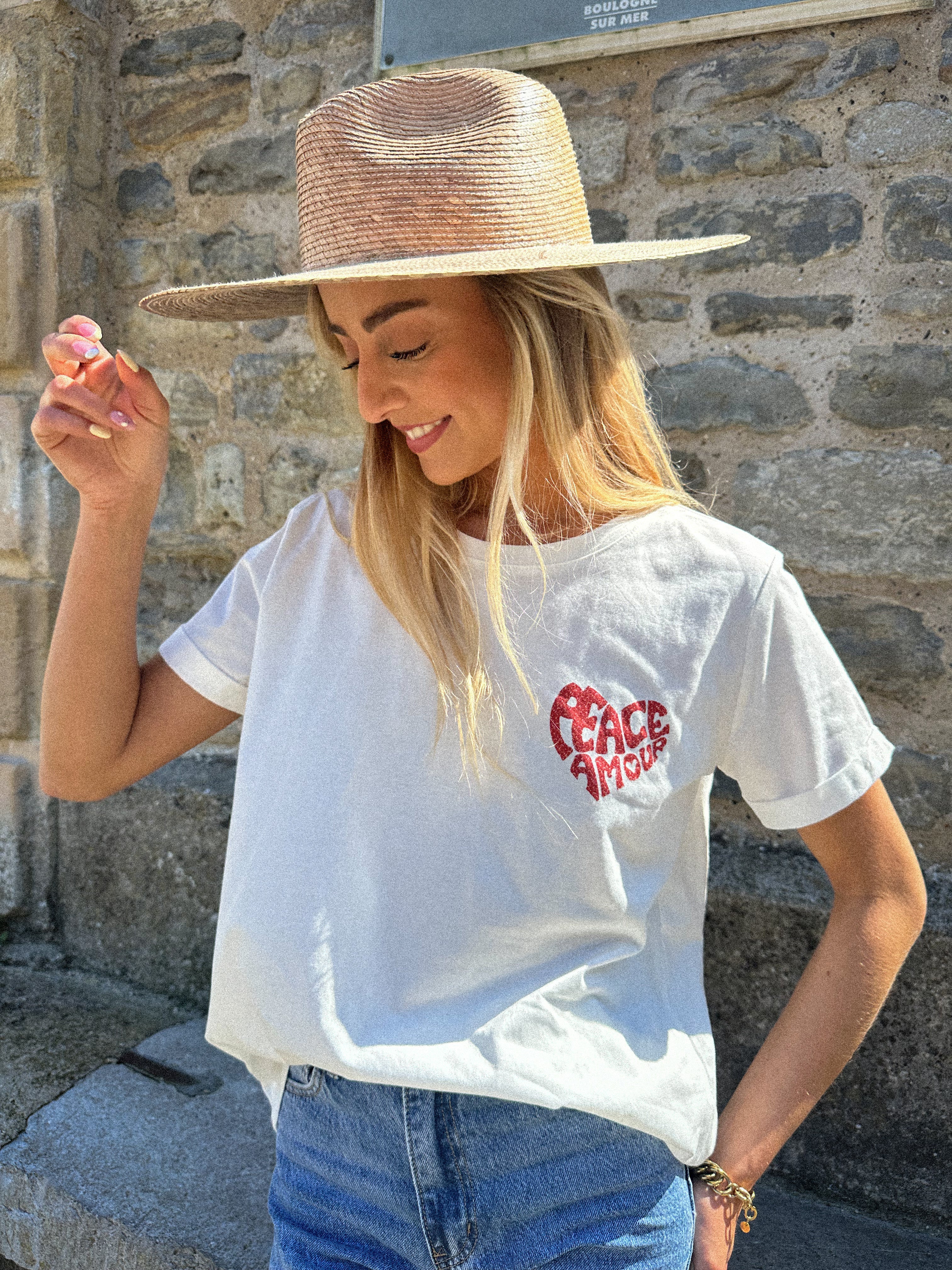 Peace blanc - T-shirt imprimé