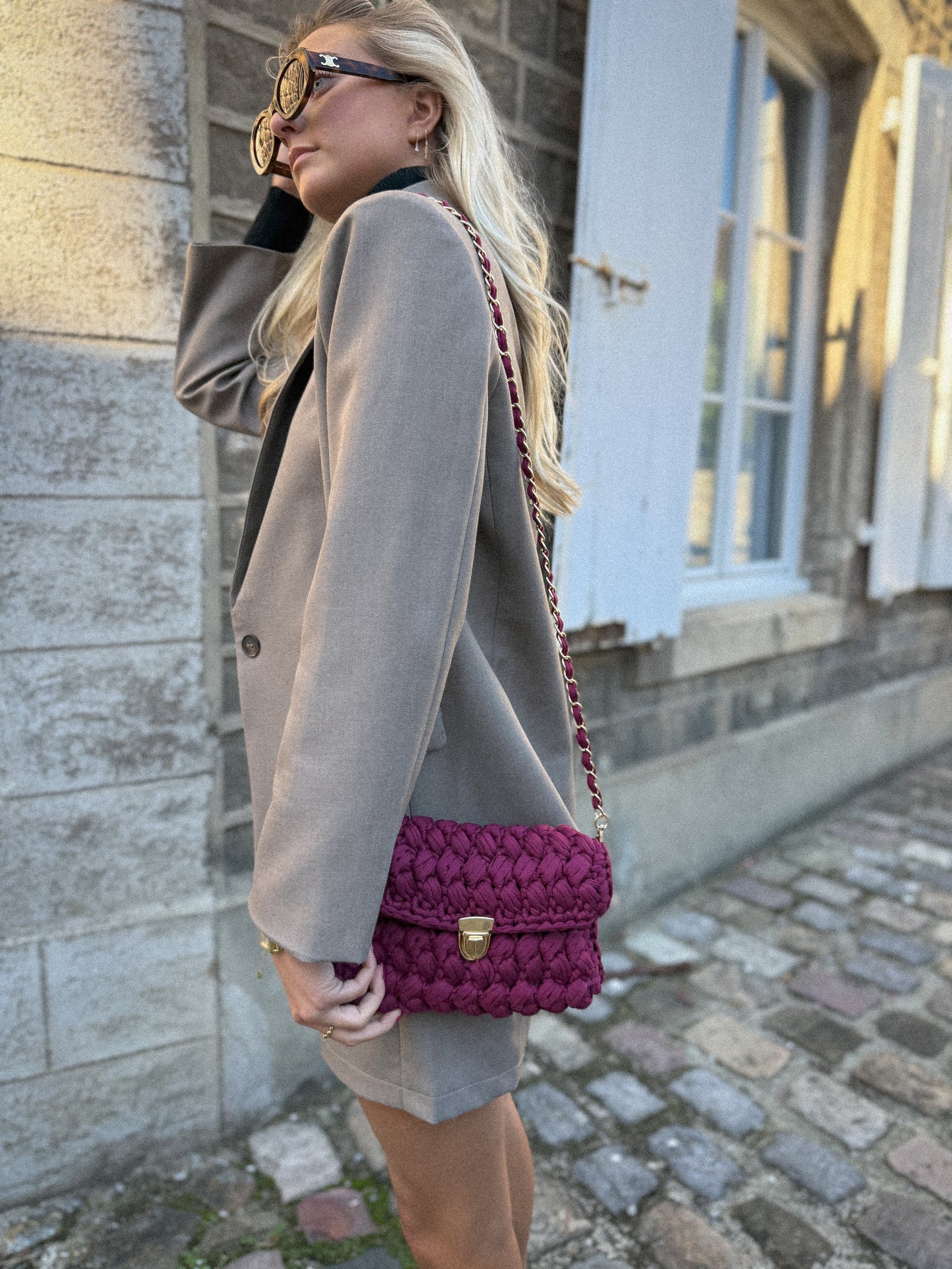 Daphné bordeaux - Sac tressé