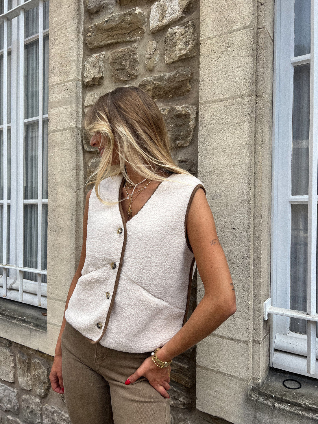 Valma crème - Gilet mouton