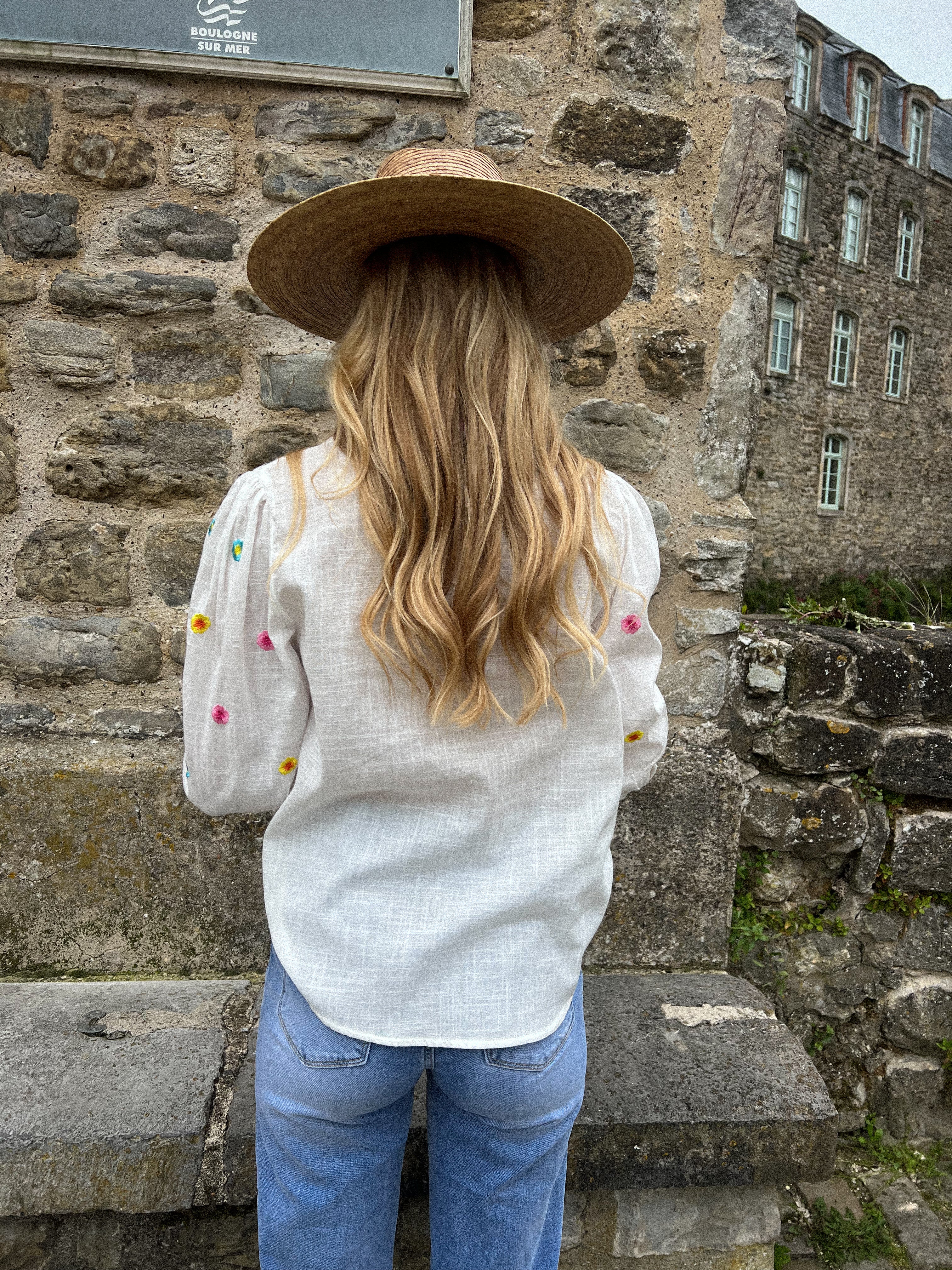 Clémentine blanche - Blouse brodée