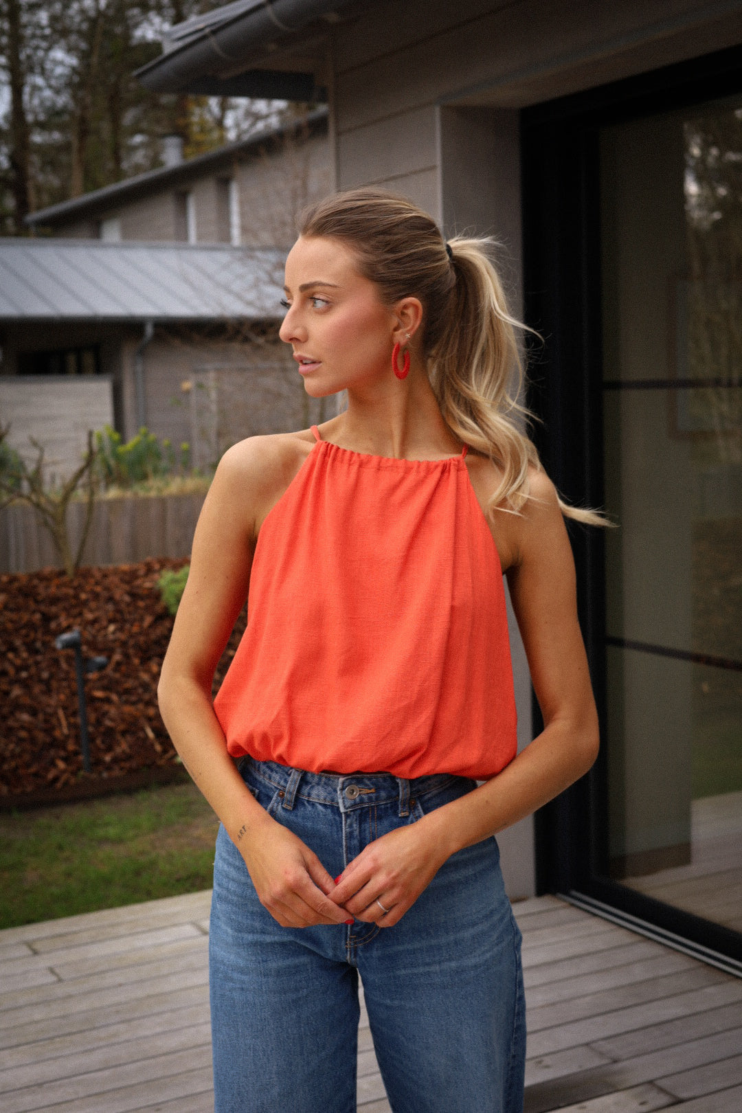 Salma orange - Top sans manches